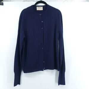 Vintage Woman Parkhurst Navy Pure Lambswool Button Down Granny Cardigan L